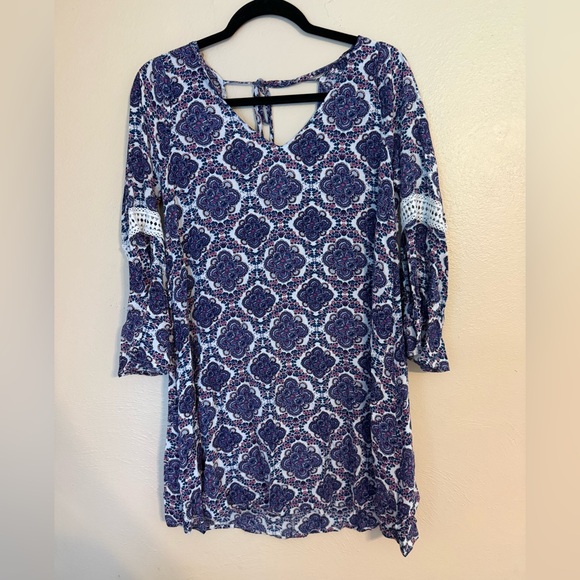 Women's Blue Patterned Dress - Picture 1 of 3
